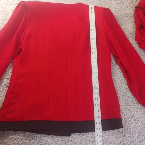 Andrea Gayle Petites VTG Striped Skirt Set Size 10 Faux Blazer Top Statement 90s - Picture 3 of 10